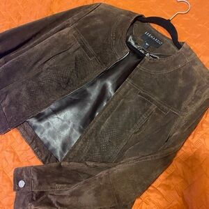 Brown suede motorcycle style jacket
